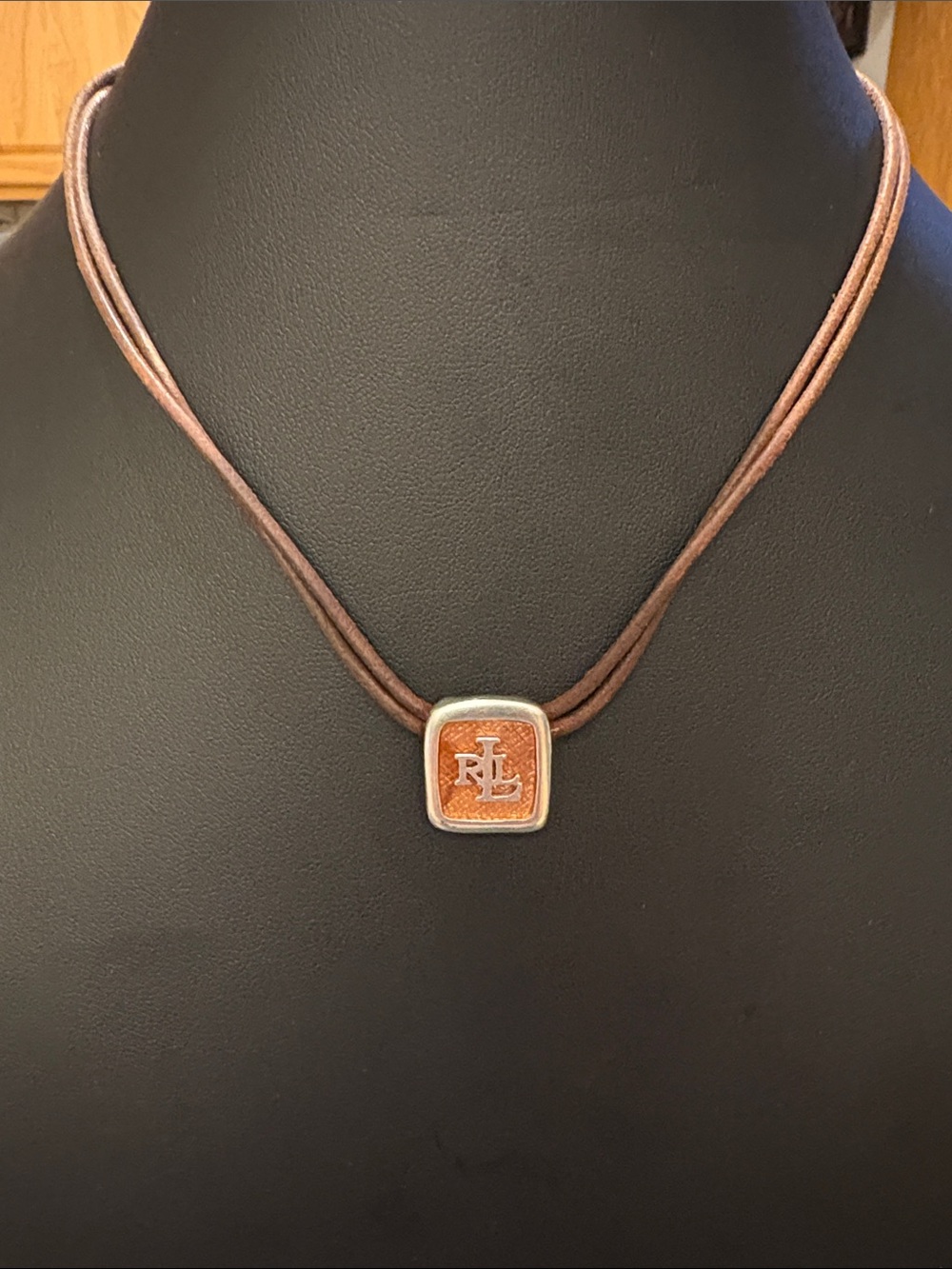 Vintage Ralph Lauren pendant on double leather cord